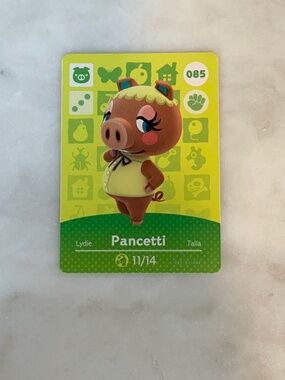 Pancetta 085 Animal Crossing NINTENDO Amiibo Card Series 1 NEW HORIZON